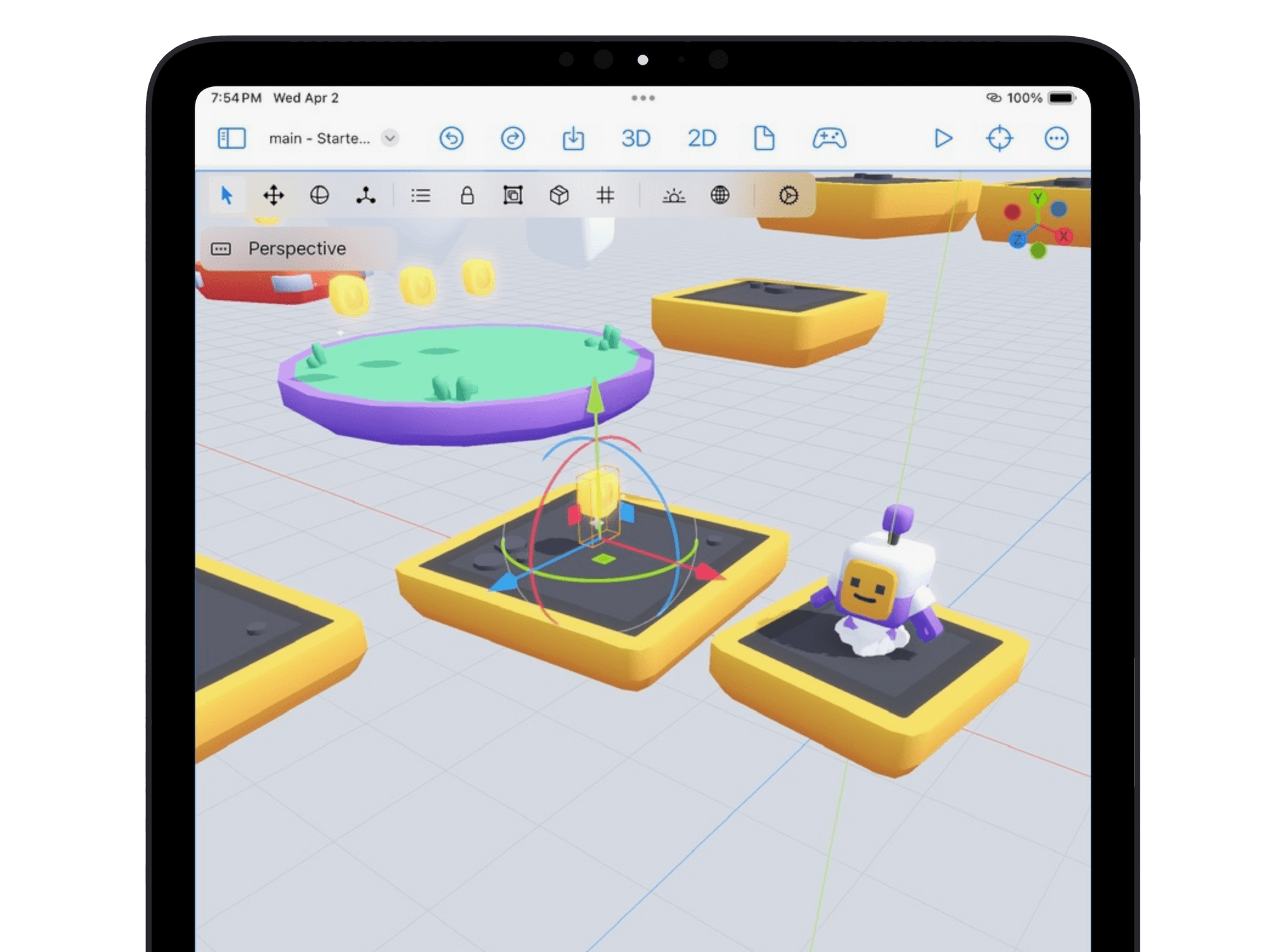 A 3D scene open in Xogot.