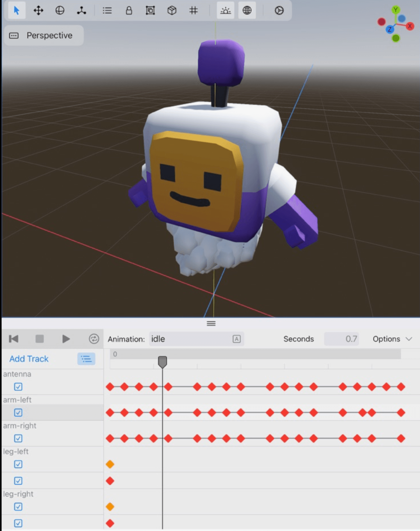 Animation controls in Xogot.